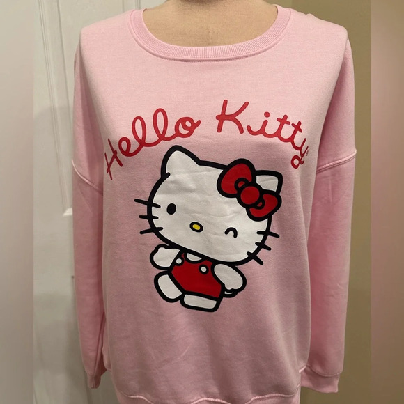 Hello Kitty Sanrio Pink Graphic Crewneck Sweatshirt Pullover Kawaii Size Medium - Picture 3 of 7